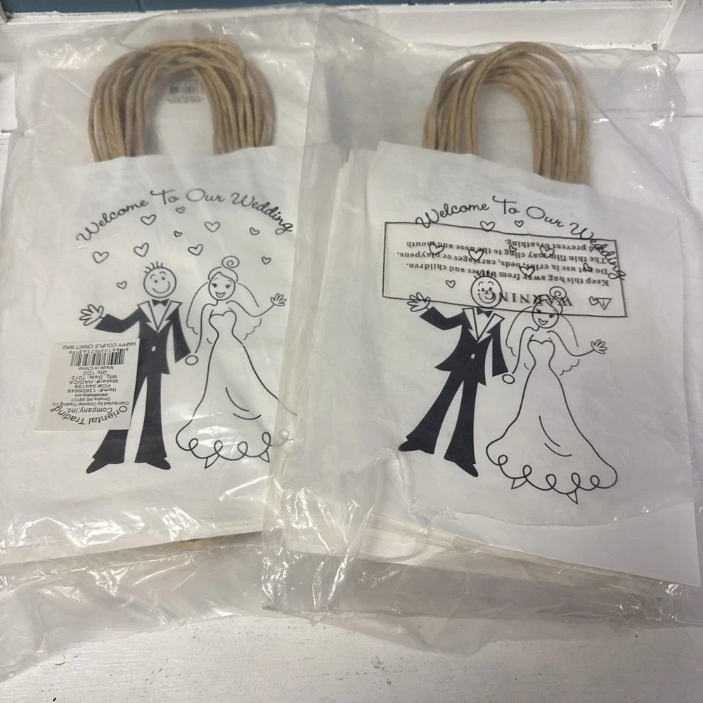 18 HAPPY CoUPLE Welcome To Our WEDDING Kraft Party Favor‎ GIFT BAGS 9